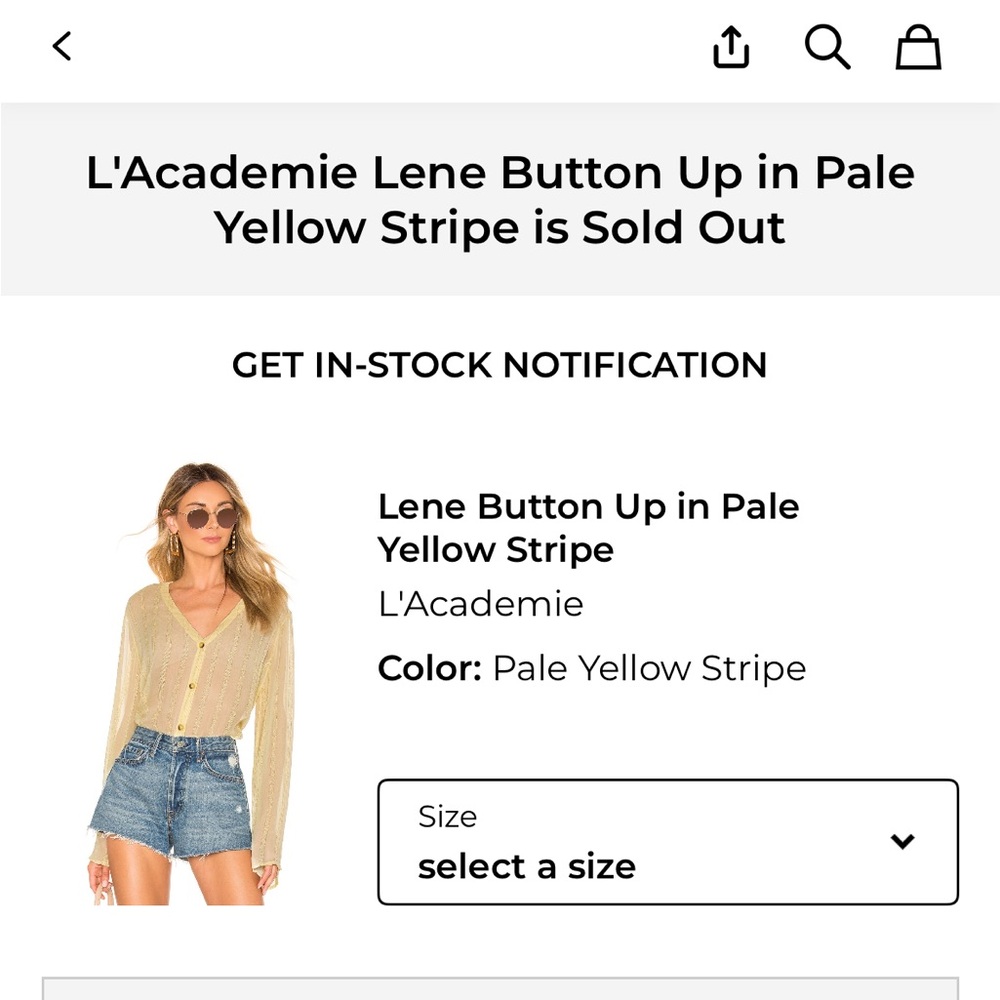 L'Academie Lene Button Up in Pale Yellow Stripe